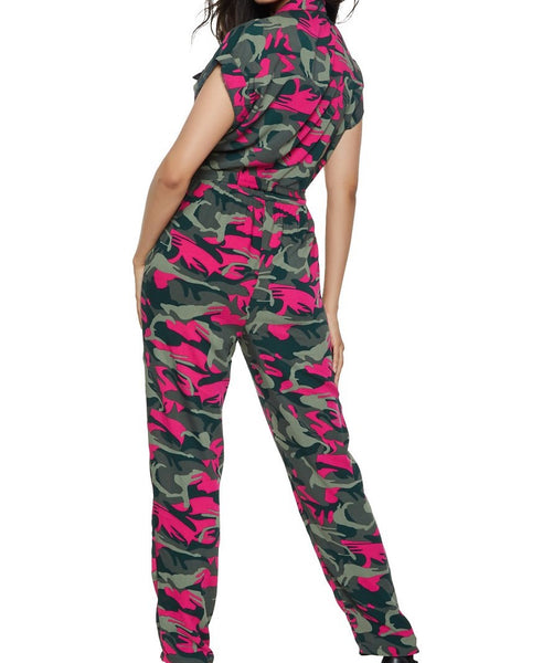 Pink sale camouflage jumpsuit